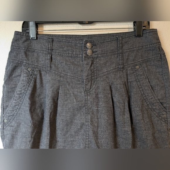 Prana Grey Pleated Hemp Blend Mid Rise Lizbeth Mini Skirt Casual Travel - Picture 6 of 10